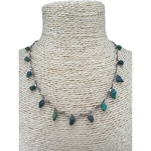 Vintage Artisanal Turquoise and  Chain Wire Wrapped Necklace